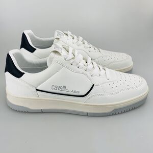 Cavalli Class White Black Leather 24033 Sneaker Mens Size US 8 EU 41 New